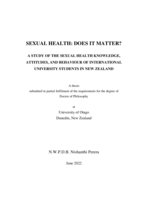 Sexual health: Does it matter? A study of the sexual health knowledge, attitudes, and behaviour of international university students in New Zealand