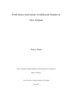 Food choice motivations of adolescent females in New Zealand