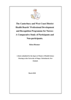 The Canterbury and West Coast District Health Boards' Professional Development and Recognition Programme for Nurses: A Comparative Study of Participants and Non Participants