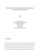 Nurse burnout in a high stress health care environment: prognosis better than expected?