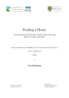 Finding a Home. An Ecological and Economic Framework for Selecting Species Translocation Sites