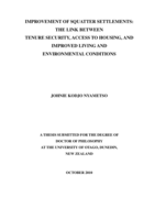 Improvement of Squatter Settlements: The link between tenure security, access to housing, and improved living and environmental conditions