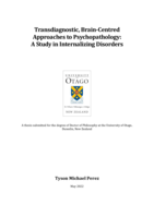 Transdiagnostic, brain-centred approaches to psychopathology: A study in internalizing disorders