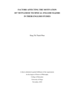 Factors affecting the motivation of Vietnamese technical English majors in their English studies