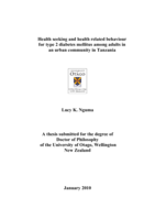 Health seeking and health related behaviour for type 2 diabetes mellitus among adults in an urban community in Tanzania