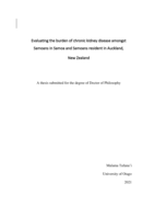 Evaluating the burden of chronic kidney disease amongst Samoans in Samoa and Samoans resident in Auckland, New Zealand