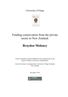 Funding conservation from the private sector in New Zealand.