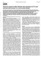 Physical assault in New Zealand: the experience of 21 year old men and women in a community sample