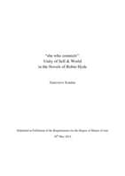 "she who connects": Unity of Self & World in the Novels of Robin Hyde