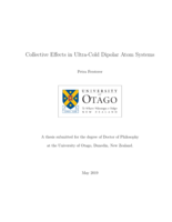 Collective Effects in Ultra-Cold Dipolar Atom Systems