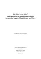 Kia Māori te reo Māori? An investigation of adult learner attitudes towards the impact of English on te reo Māori
