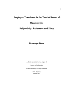 Employee transience in the tourist resort of Queenstown: Subjectivity, resistance and place