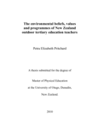 The environmental beliefs, values and programmes of New Zealand outdoor tertiary education teachers.