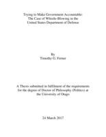 Trying to Make Government Accountable: The Case of Whistle-Blowing in the United States Department of Defense