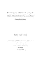Mood Congruency in Affective Forecasting: The Effects of Current Mood in Near versus Distant Future Predictions