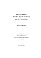 Care of children : families, dispute resolution and the Family Court