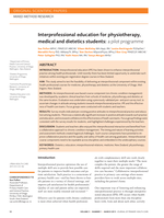 Interprofessional education for physiotherapy, medical and dietetics students: a pilot programme.