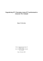 Engendering ICT: Emerging women ICT professionals in Aotearoa-New Zealand