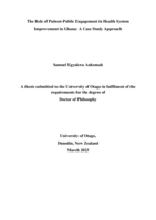 The role of patient-public engagement in health system improvement in Ghana: a case study approach