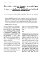 Some factors influencing the stature of Dunedin 7 year old children: a report from the Dunedin Multidisciplinary Health and Development Research Unit