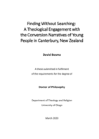 Finding without searching: A theological engagement with the conversion narratives of young people in Canterbury, New Zealand