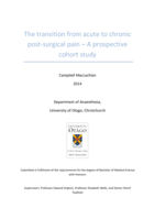 The transition from acute to chronic post-surgical pain – A prospective cohort study