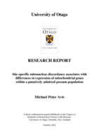 Site-specific mitonuclear discordance associates with differences in expression of mitochondrial genes within a putatively admixed possum population