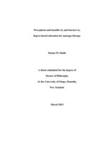 Perceptions and benefits of, and barriers to, degree-based education for massage therapy