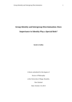 Group Identity and Intergroup Discrimination: Does Importance to Identity Play a Special Role?