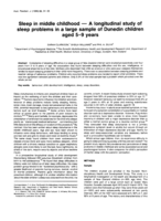 Sleep in middle childhood - a longitudinal study of sleep problems in a large sample of Dunedin children aged 5 to 9 years
