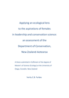 Applying an ecological lens to the aspirations of females in leadership and conservation science: an assessment of the Department of Conservation, New Zealand-Aotearoa