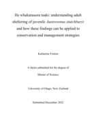 He whakarauora tuaki: understanding adult sheltering of juvenile Austrovenus stutchburyi and how these findings can be applied to conservation and management strategies