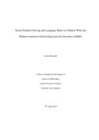 Social problem solving and language skills in children with and without attention deficit hyperactivity disorder (ADHD)