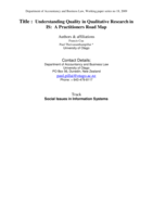 Understanding Quality in Qualitative Research in IS: A Practitioners Road Map