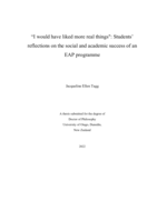 "I would have liked more real things": Students’ reflections on the social and academic success of an EAP programme