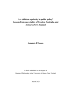 Are children a priority in public policy? Lessons from case studies of Sweden, Australia, and Aotearoa New Zealand