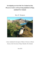 Investigating survival of the New Zealand sea lion,  Phocarctos hookeri, in the growing population in Otago,  mainland New Zealand.