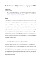The Evolutionary Origins of Tensed Language and Belief