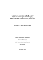 Characteristics of obesity resistance and susceptibility