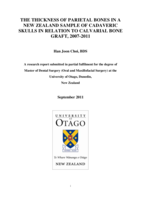 The thickness of parietal bones in a New Zealand sample of cadaveric skulls in relation to calvarial bone graft, 2007-2011