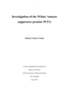 Investigation of the Wilms' tumour suppressor protein (WT1)