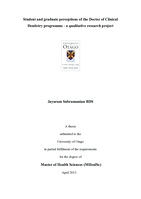 Student and graduate perceptions of the Doctor of Clinical Dentistry programme - a qualitative research project