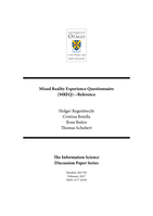 Mixed Reality Experience Questionnaire (MREQ) -Reference