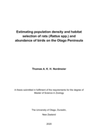 Estimating population density and habitat selection of rats (Rattus spp.) and abundance of birds on the Otago Peninsula