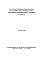 Non-Psychotic Traits of Schizophrenia as Abnormalities of Cerebral Asymmetry: Development of a Potential Early Screening Instrument