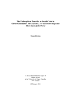 The Philosophical Traveller as Social Critic in Oliver Goldsmith's The Traveller, The Deserted Village and The Citizen of the World