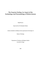 The Surprise Ending: An Aspect of the Eschatology and Pneumatology of Robert Jenson