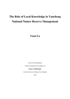 The Role of Local Knowledge in Yancheng National Nature Reserve Management