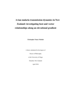 Avian malaria transmission dynamics in New Zealand: investigating host and vector relationships along an elevational gradient