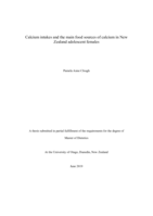 Calcium intakes and the main food sources of calcium in New Zealand adolescent females